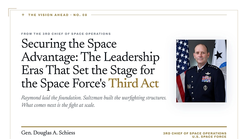 The National Spacepower Review — Gen. Douglas A. Schiess article opening spread